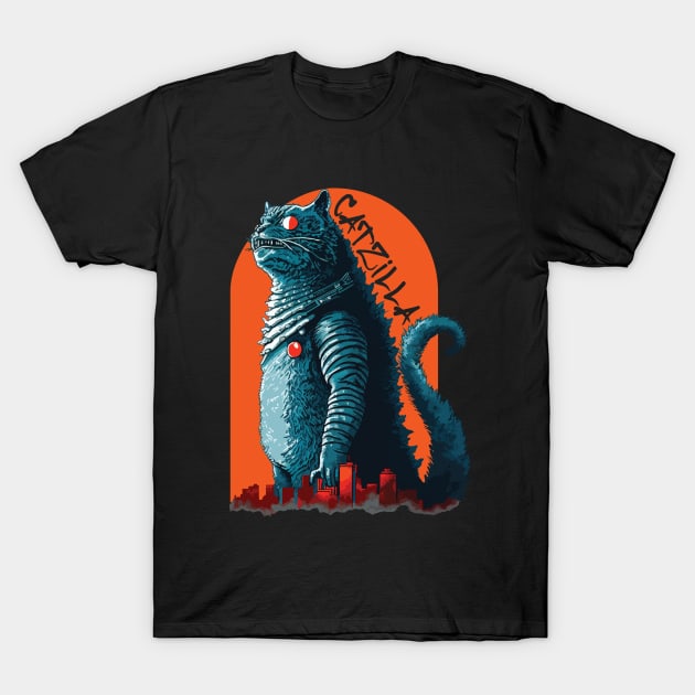 Catzilla Funny Cat T-Shirt by vectrus